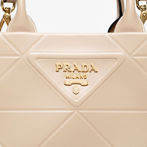 PRADA Symbol Topstitch Handbag beige WS20218