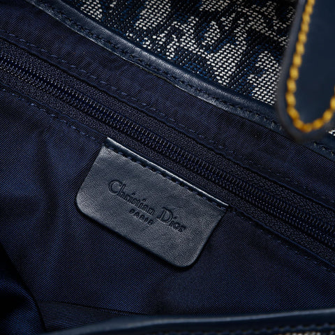Christian Dior Trotter Oblique Saddlebag in Canvas Shoulder Bag Navy WS20219