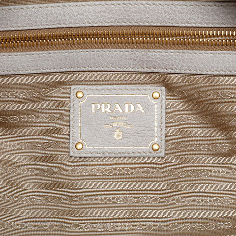 PRADA Canvas Leather Jacquard Logo Handbag Brown WS20229