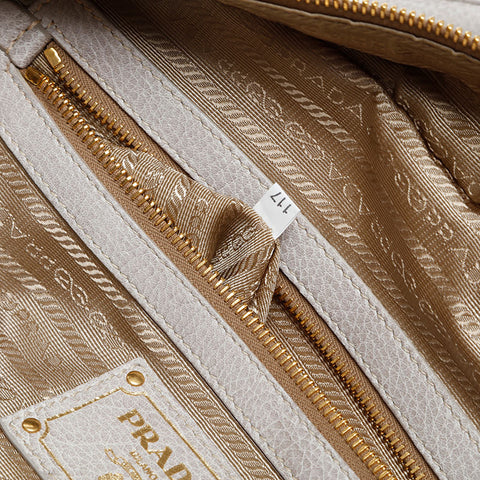 PRADA Canvas Leather Jacquard Logo Handbag Brown WS20229