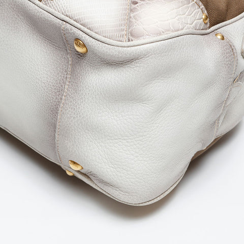 極美品 プラダ PRADA キャンバス レザー ジャガード ロゴ ハンドバッグ ブラウン WS20229