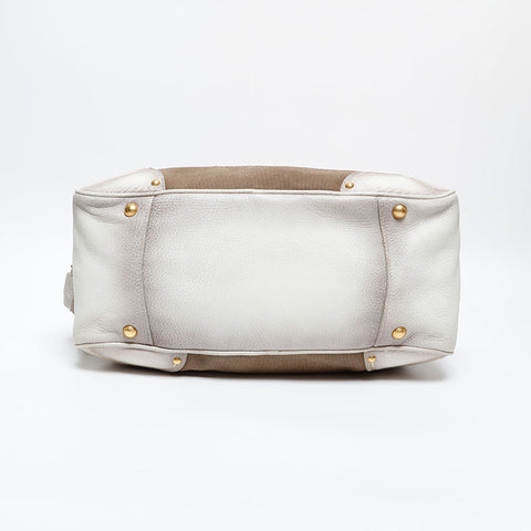 PRADA Canvas Leather Jacquard Logo Handbag Brown WS20229