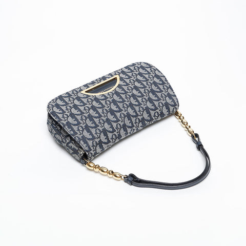 Christian Dior Trotter Canvas Malice Pearl Shoulder Bag Navy WS20233