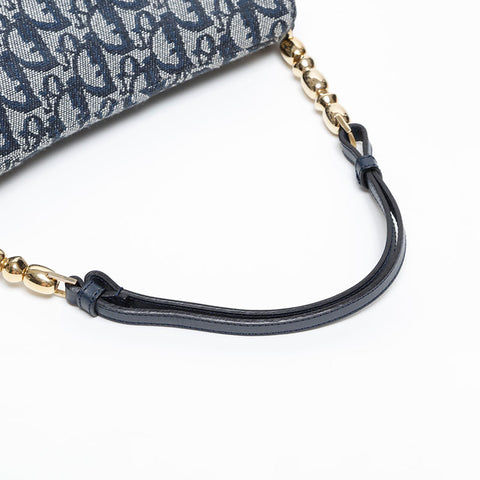 Christian Dior Trotter Canvas Malice Pearl Shoulder Bag Navy WS20233