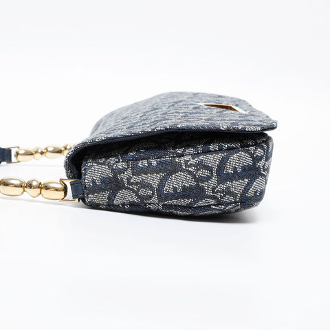 Christian Dior Trotter Canvas Malice Pearl Shoulder Bag Navy WS20233