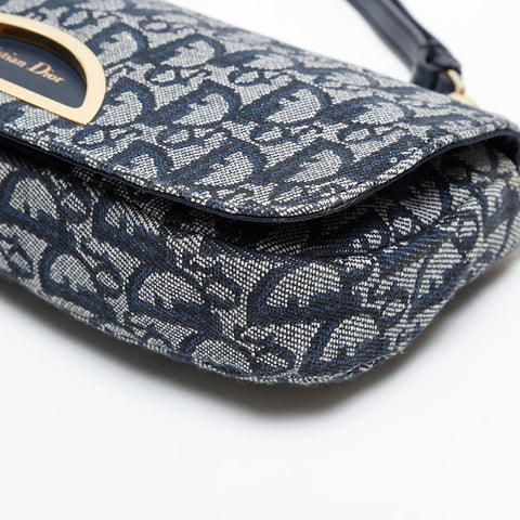Christian Dior Trotter Canvas Malice Pearl Shoulder Bag Navy WS20233