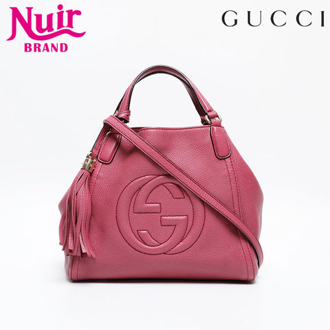 グッチ GUCCI 2way レザー ソーホー ショルダーバッグ ピンク