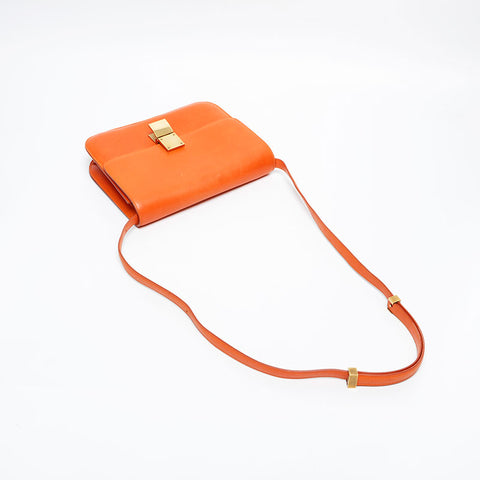 CELINE Leather Classic Box Shoulder Bag Orange WS20235