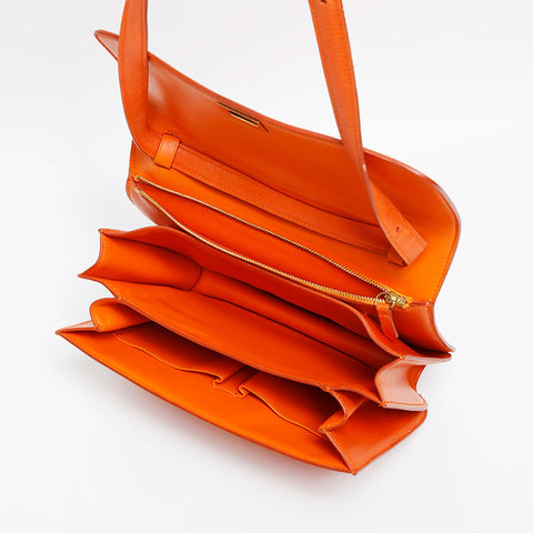 美品 セリーヌ CELINE レザー クラシックボックス ショルダーバッグ オレンジ WS20235