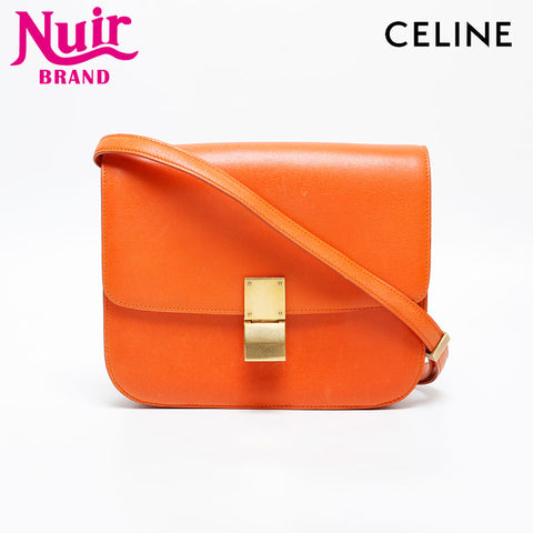 CELINE Leather Classic Box Shoulder Bag Orange WS20235