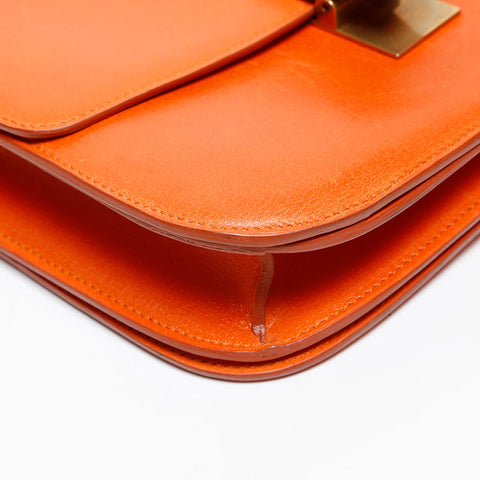 美品 セリーヌ CELINE レザー クラシックボックス ショルダーバッグ オレンジ WS20235