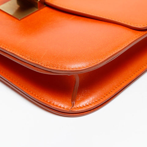 CELINE Leather Classic Box Shoulder Bag Orange WS20235