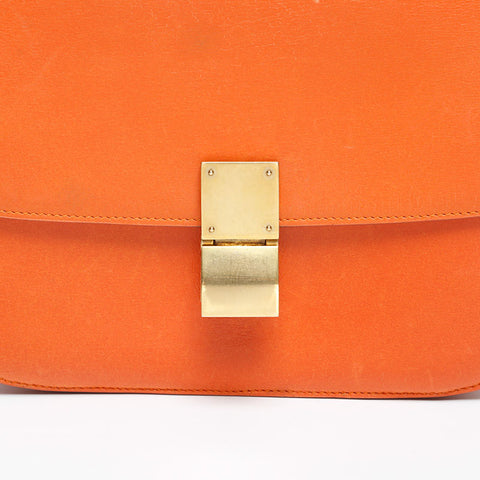 CELINE Leather Classic Box Shoulder Bag Orange WS20235