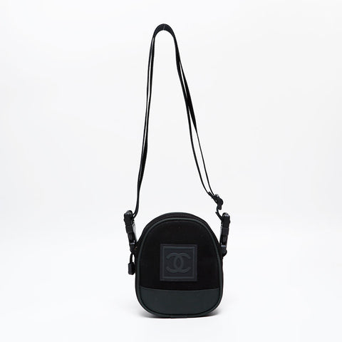 CHANEL No.8 2003-2004 COCO Mark Sports Line Shoulder Bag black WS20238