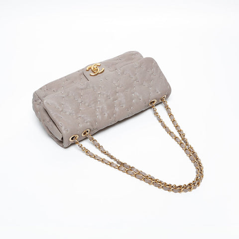 CHANEL Caviar Skin Leather Wild Stitch 15 Series 2011-2012 Shoulder Bag gray WS20242