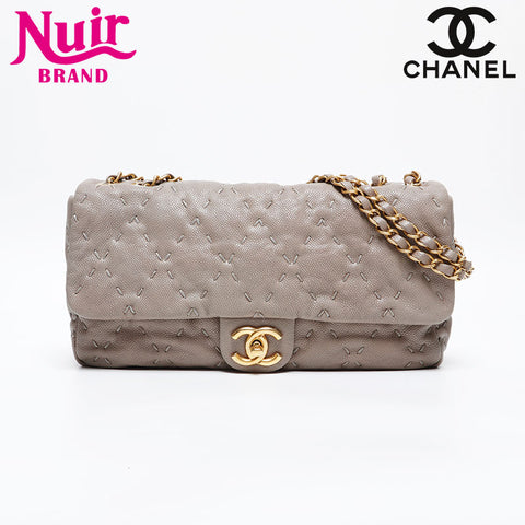 CHANEL Caviar Skin Leather Wild Stitch 15 Series 2011-2012 Shoulder Bag gray WS20242