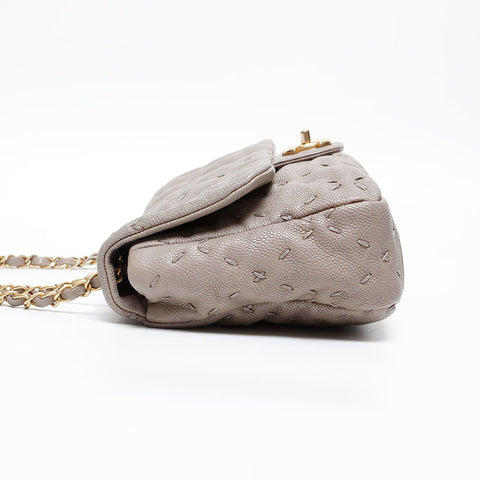 CHANEL Caviar Skin Leather Wild Stitch 15 Series 2011-2012 Shoulder Bag gray WS20242