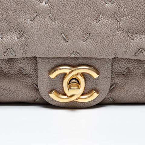 CHANEL Caviar Skin Leather Wild Stitch 15 Series 2011-2012 Shoulder Bag gray WS20242