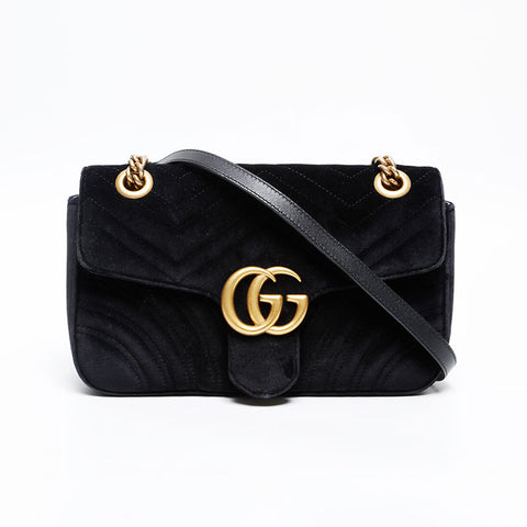 GUCCI GG Marmont Velour Chain Shoulder Bag black WS20243