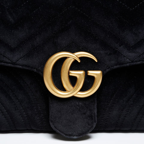 GUCCI GG Marmont Velour Chain Shoulder Bag black WS20243
