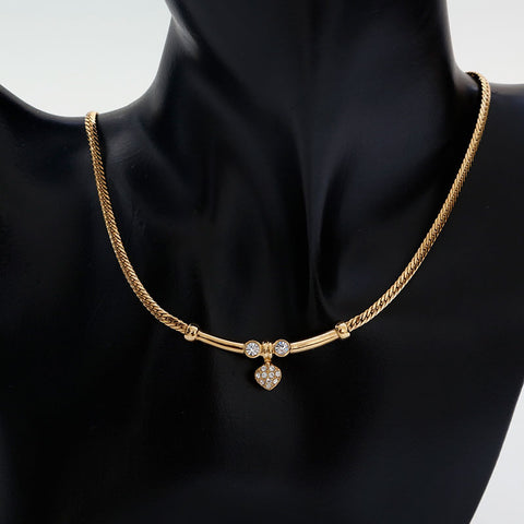 Christian Dior Rhinestone Necklace gold WS20256