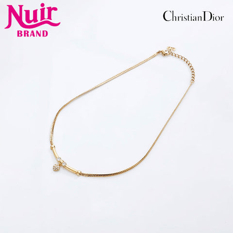 Christian Dior Rhinestone Necklace gold WS20256