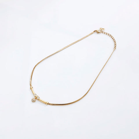 Christian Dior Rhinestone Necklace gold WS20256