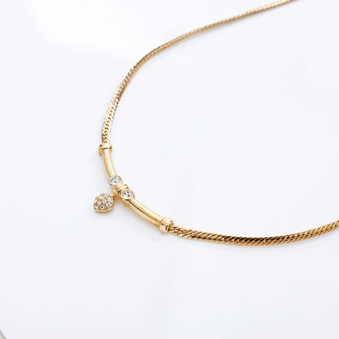 Christian Dior Rhinestone Necklace gold WS20256