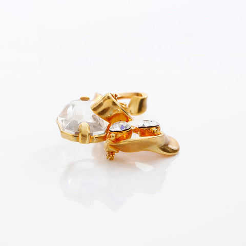 Christian Dior Rhinestone Brooch gold WS20260