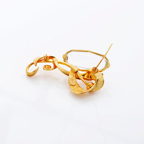 Christian Dior Rhinestone Brooch gold WS20260