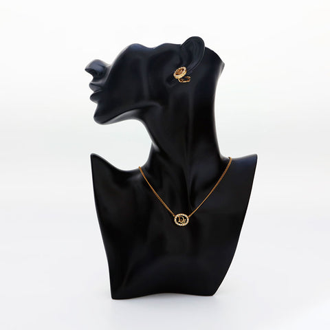 Christian Dior Rhinestone Necklace gold WS20266