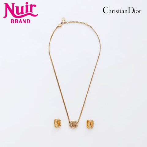 Christian Dior Rhinestone Necklace gold WS20266