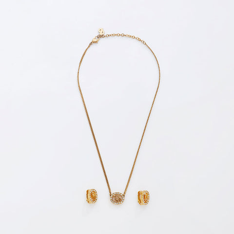Christian Dior Rhinestone Necklace gold WS20266