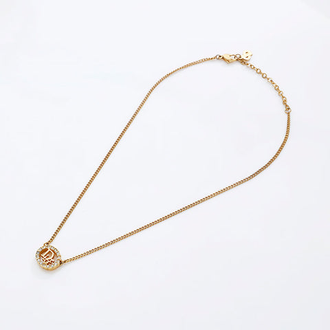 Christian Dior Rhinestone Necklace gold WS20266