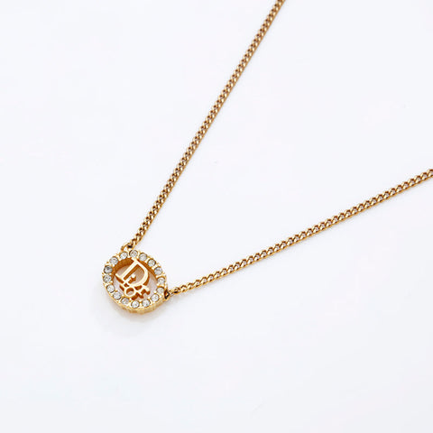 Christian Dior Rhinestone Necklace gold WS20266