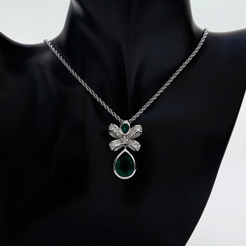 Christian Dior Rhinestone Necklace Silver WS20267