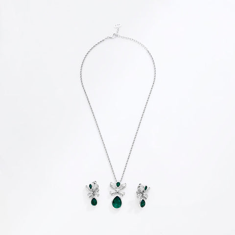 Christian Dior Rhinestone Necklace Silver WS20267
