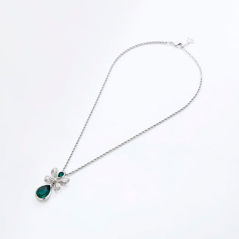 Christian Dior Rhinestone Necklace Silver WS20267