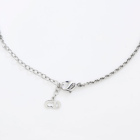 Christian Dior Rhinestone Necklace Silver WS20267
