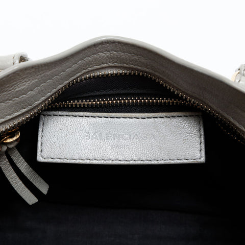 BALENCIAGA Leather Metallic Edge Mini City 2way Shoulder Bag gray WS20269