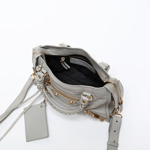 BALENCIAGA Leather Metallic Edge Mini City 2way Shoulder Bag gray WS20269