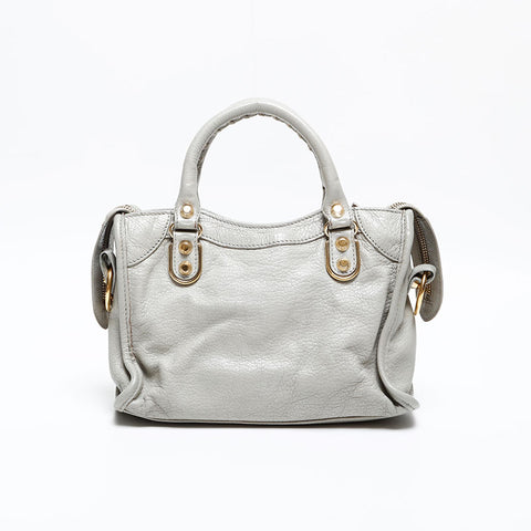 BALENCIAGA Leather Metallic Edge Mini City 2way Shoulder Bag gray WS20269