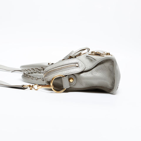 BALENCIAGA Leather Metallic Edge Mini City 2way Shoulder Bag gray WS20269