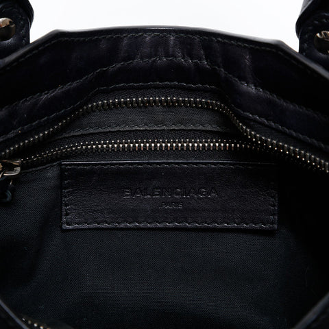 BALENCIAGA Leather Braided Nanocity Mini Shoulder Bag black WS20270