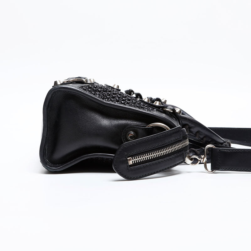 バレンシアガ BALENCIAGA レザー 編み込み ナノシティ ミニ ショルダー