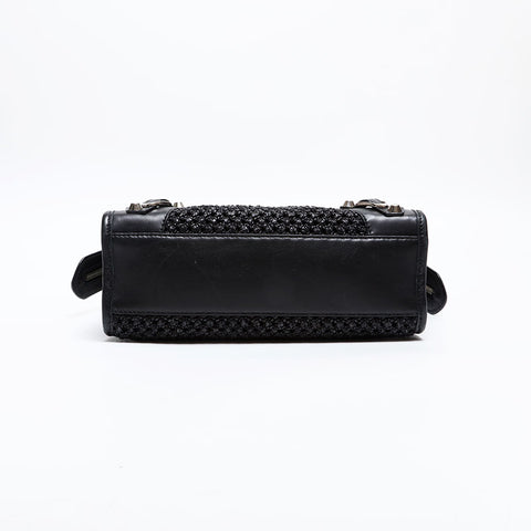 BALENCIAGA Leather Braided Nanocity Mini Shoulder Bag black WS20270