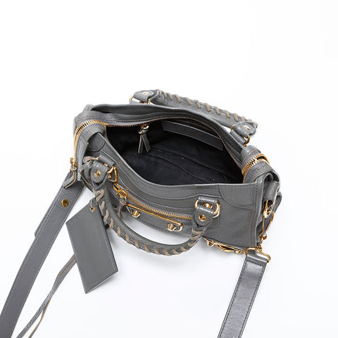 BALENCIAGA Leather Metallic Edge Mini City 2way Shoulder Bag gray WS20271