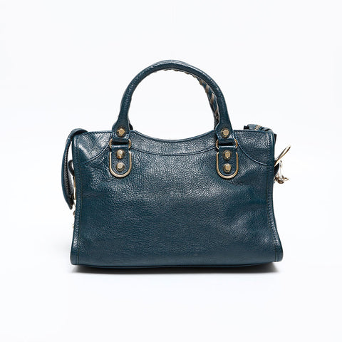 BALENCIAGA Leather Metallic Edge Mini City 2way Shoulder Bag green WS20272