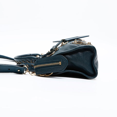 BALENCIAGA Leather Metallic Edge Mini City 2way Shoulder Bag green WS20272