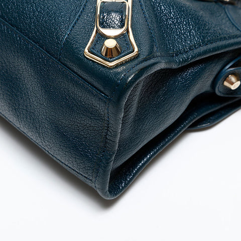 BALENCIAGA Leather Metallic Edge Mini City 2way Shoulder Bag green WS20272